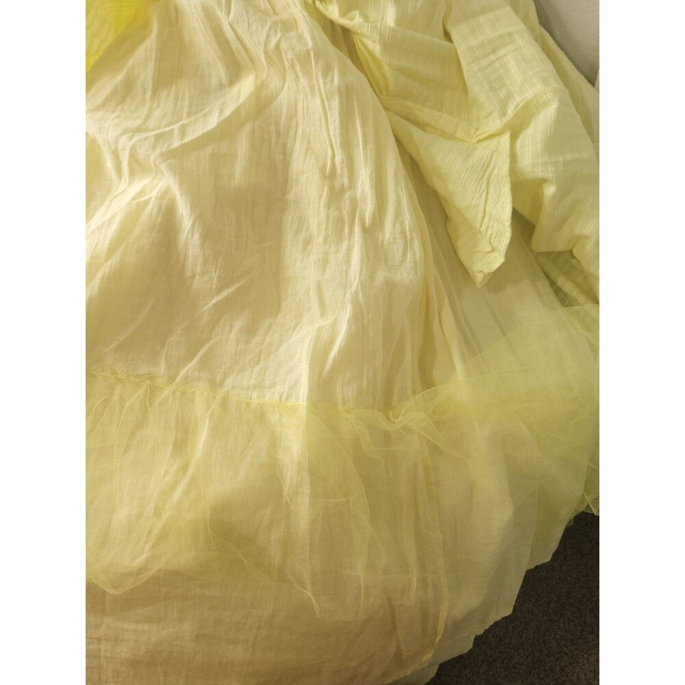 ModCloth size 18 maxi long dress yellow lining faux button pleated smocked - Picture 7 of 12